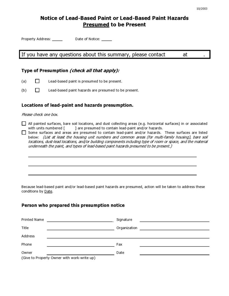 50 Lead Paint Disclosure Forms [All States] ᐅ TemplateLab