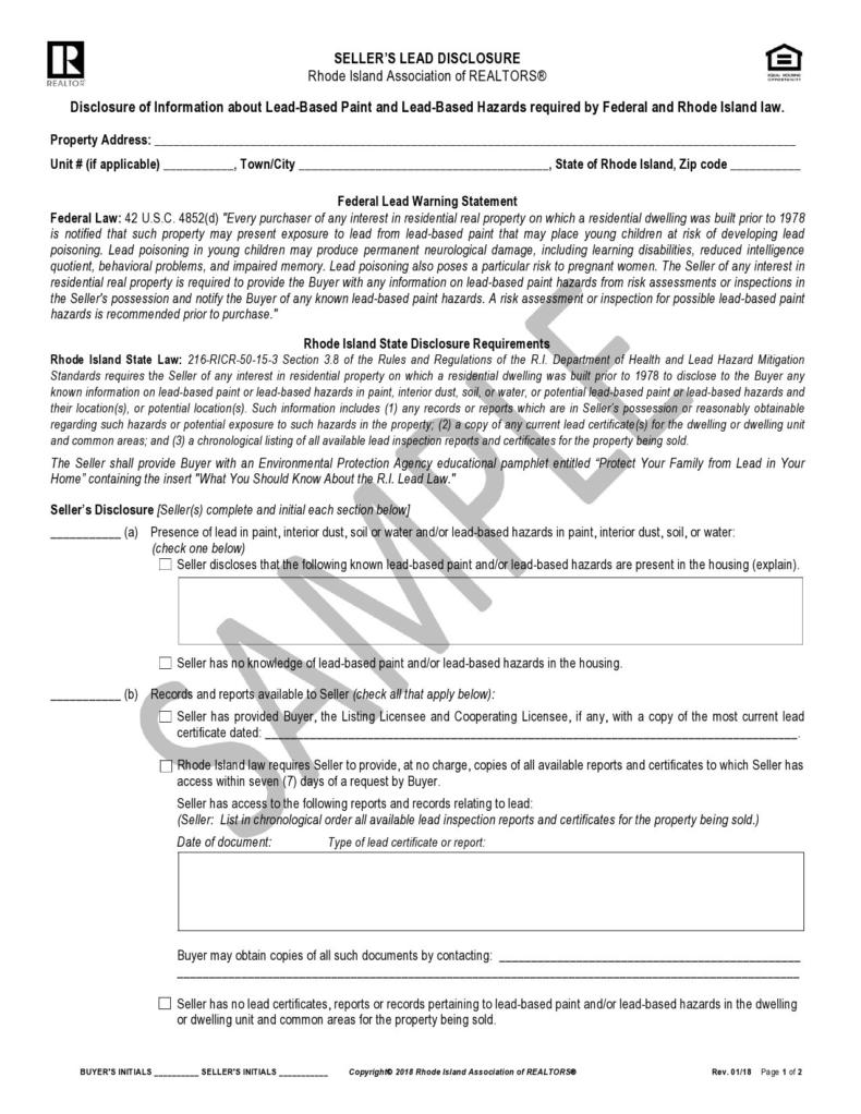 50 Lead Paint Disclosure Forms [All States] ᐅ TemplateLab