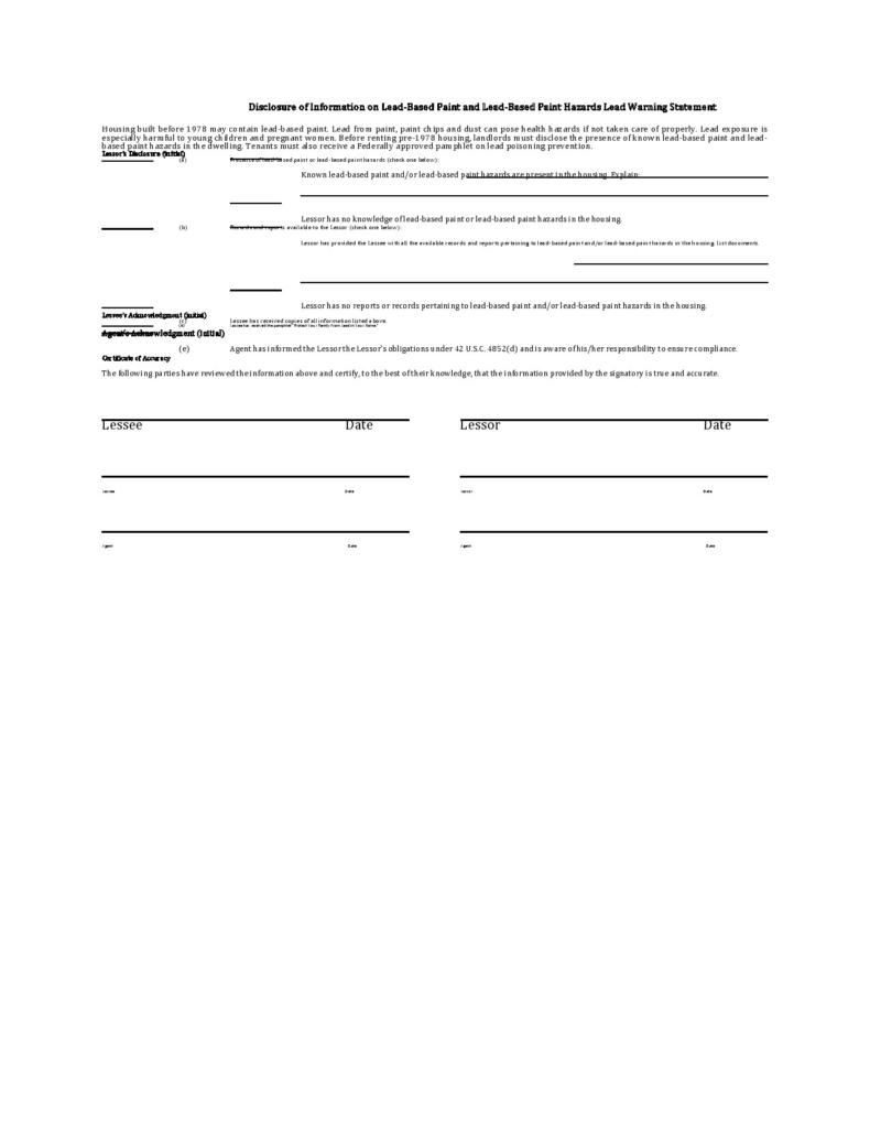 50 Lead Paint Disclosure Forms [All States] ᐅ TemplateLab