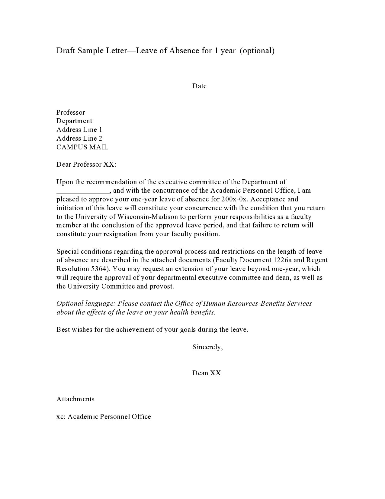 Military Leave Of Absence Letter from templatelab.com