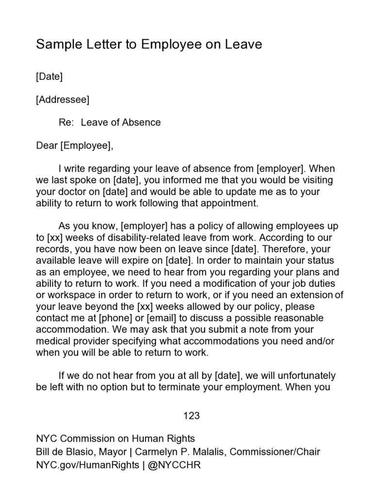 43 Free Leave Of Absence Letters Work School TemplateLab