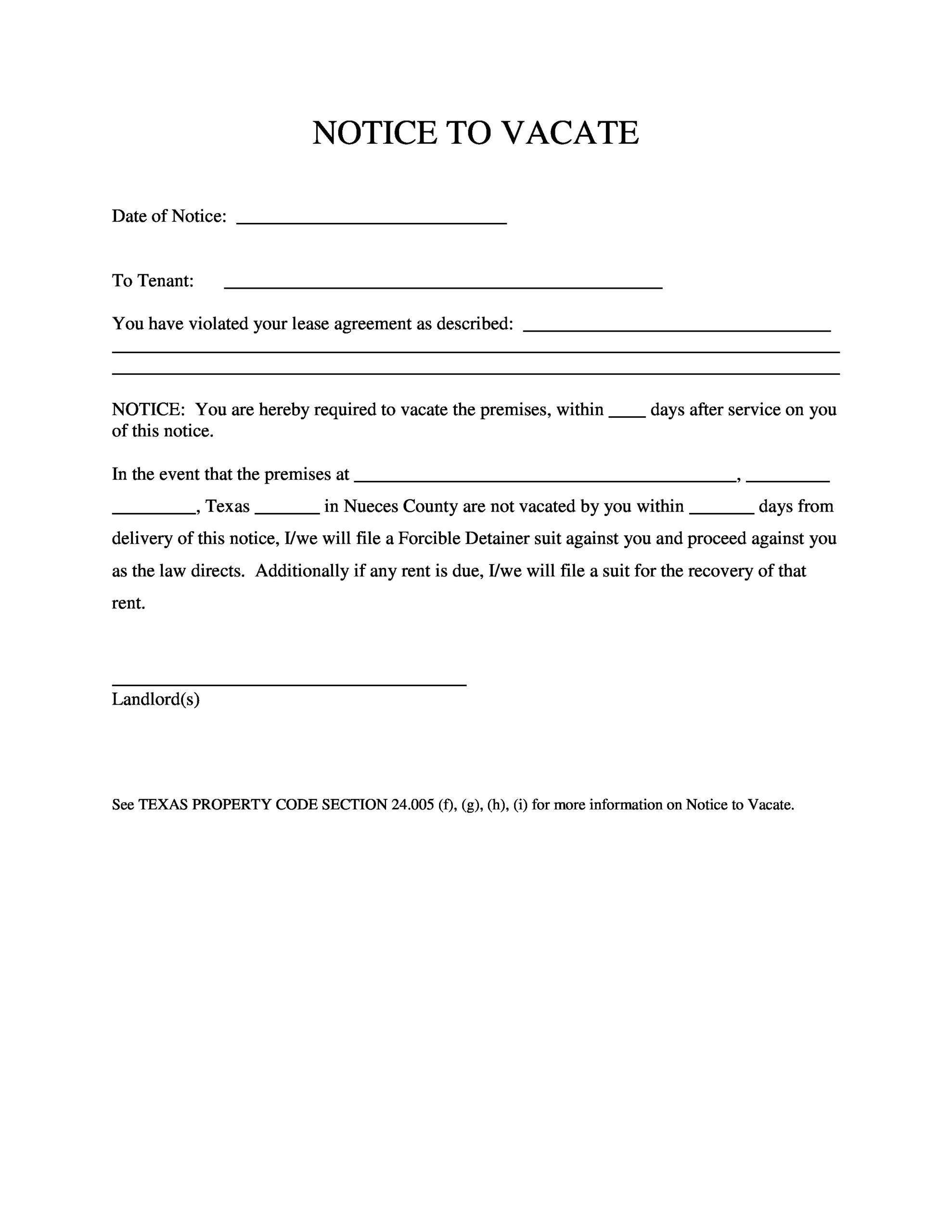 Vacating The Premises Letter To Landlord Collection Letter Template