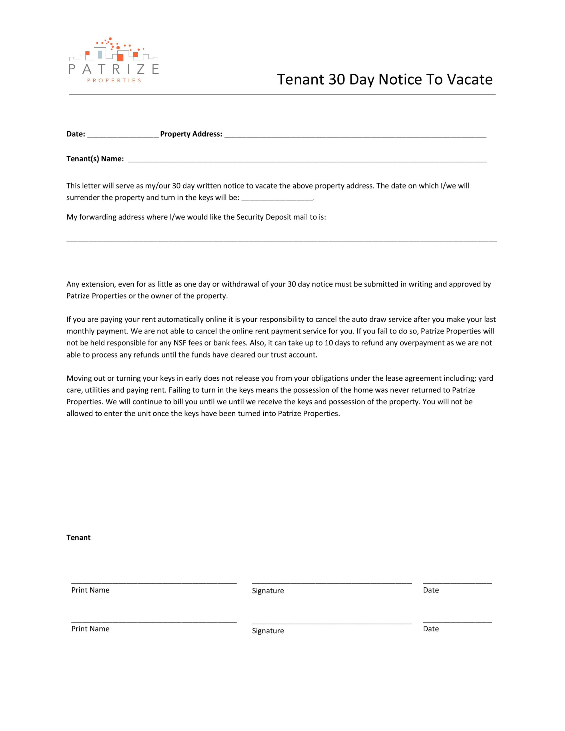 30 Days Notice To Vacate Letter Database Letter Template Collection