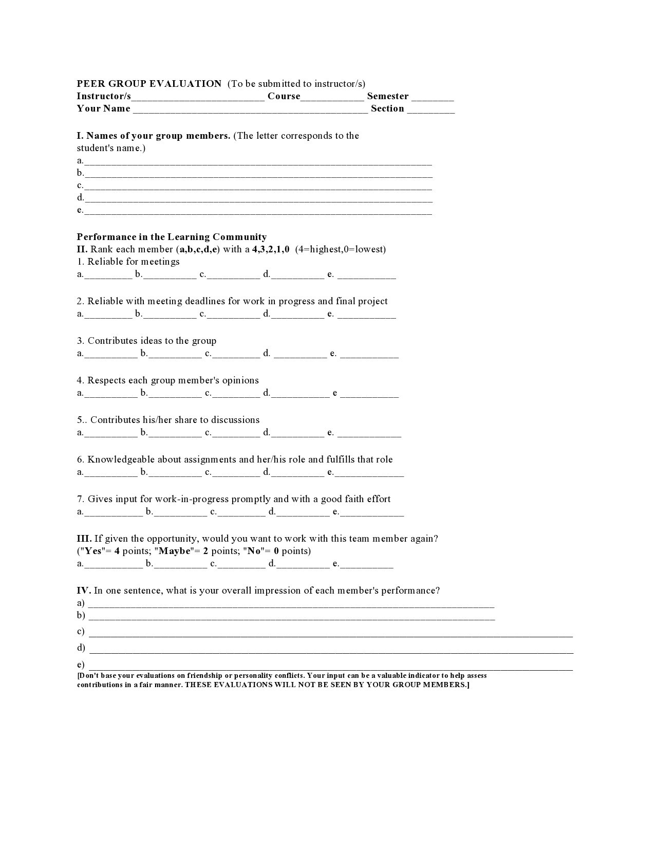 Free peer evaluation form 05