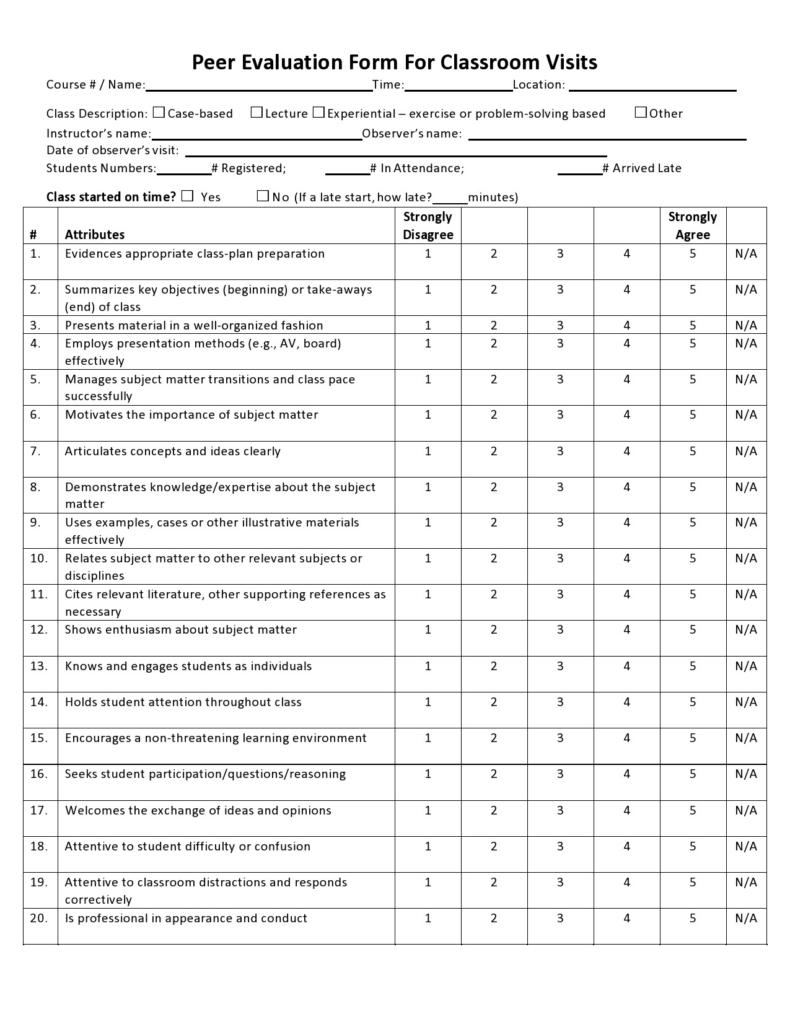 Peer Evaluation Forms