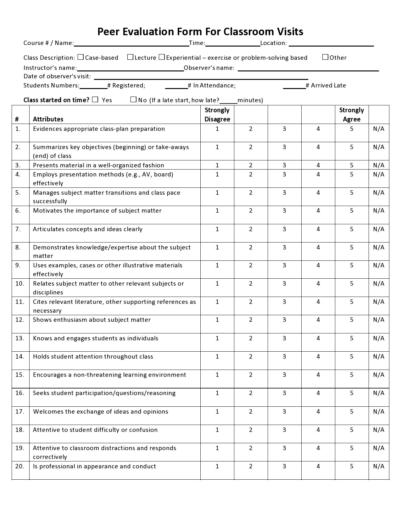 Free peer evaluation form 26