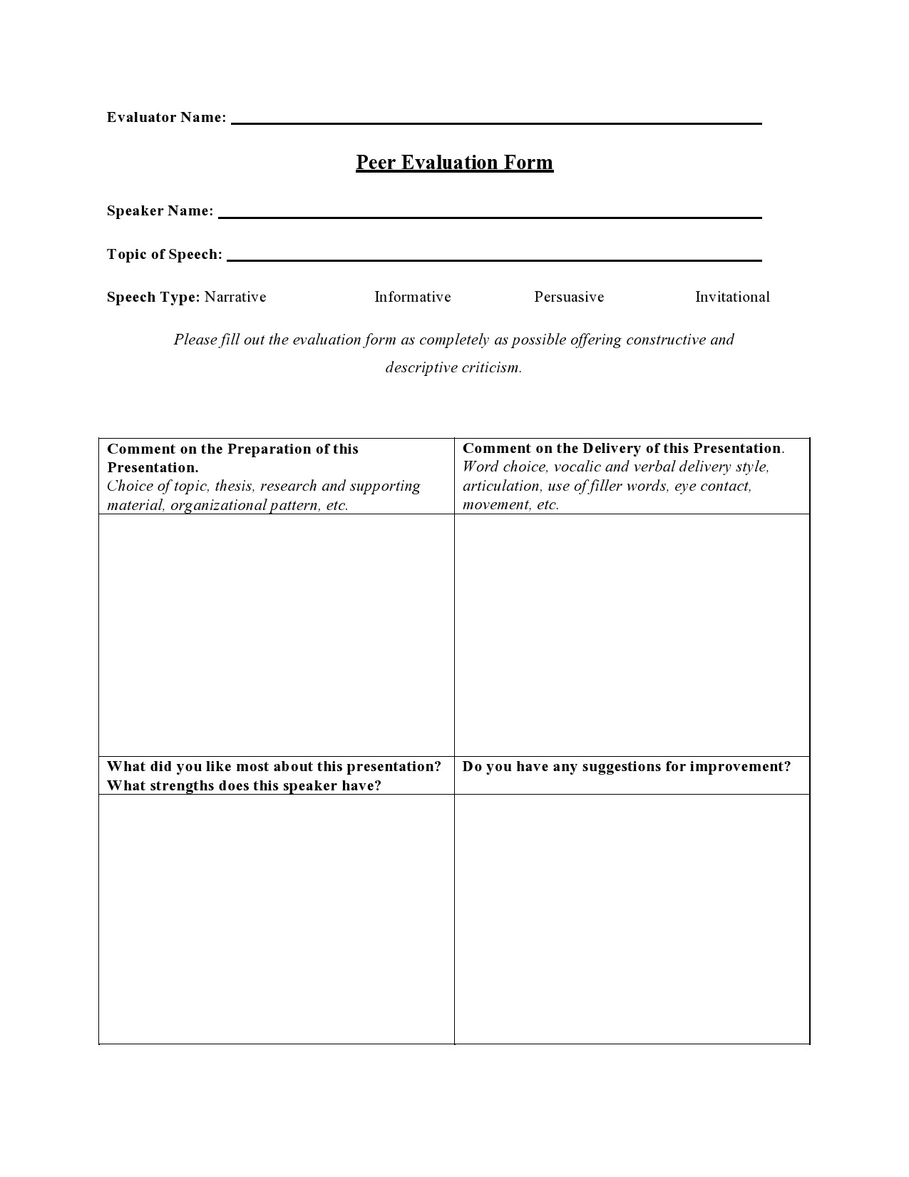 Free peer evaluation form 31