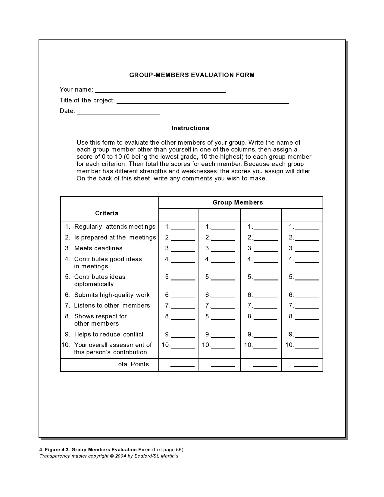 Free peer evaluation form 36