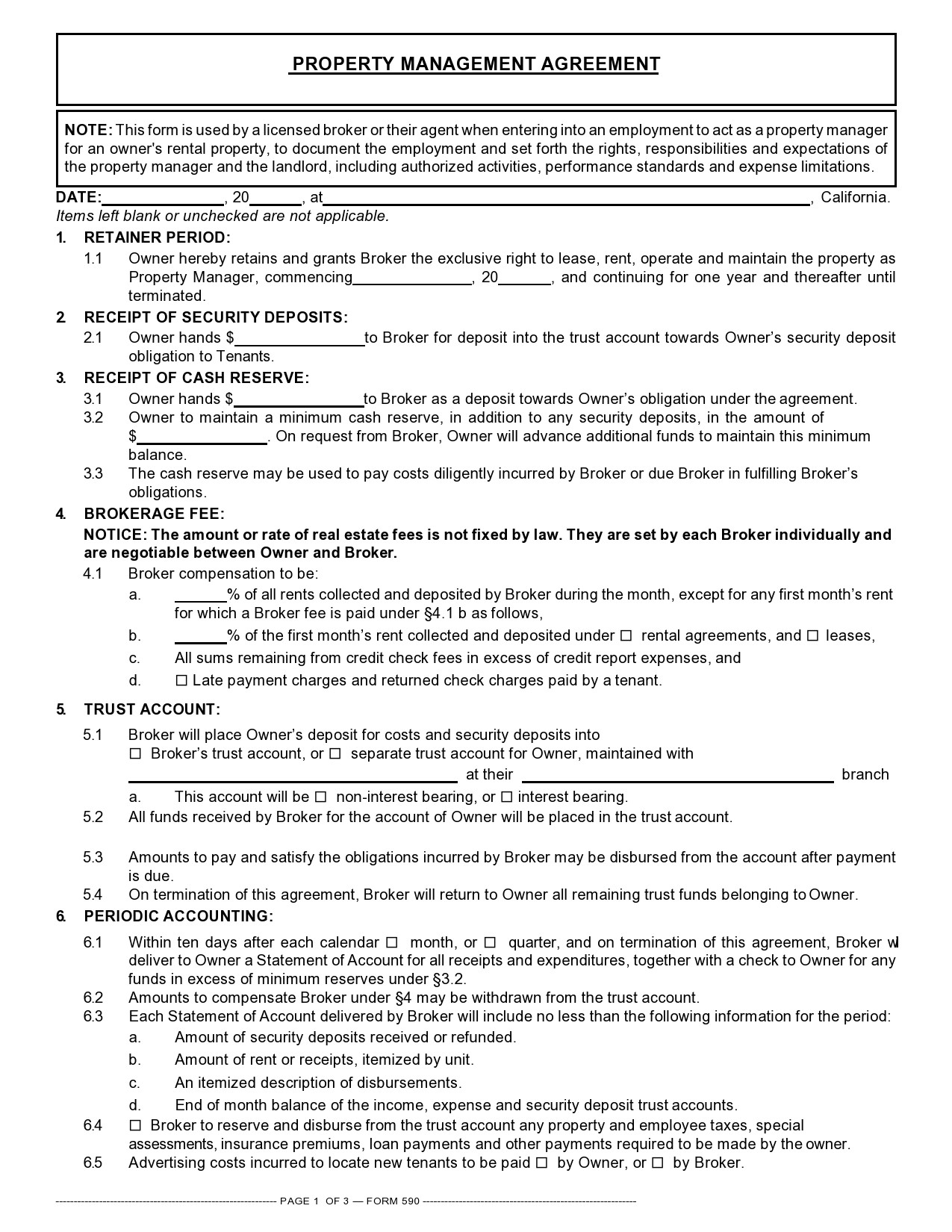 Free property management agreement 01