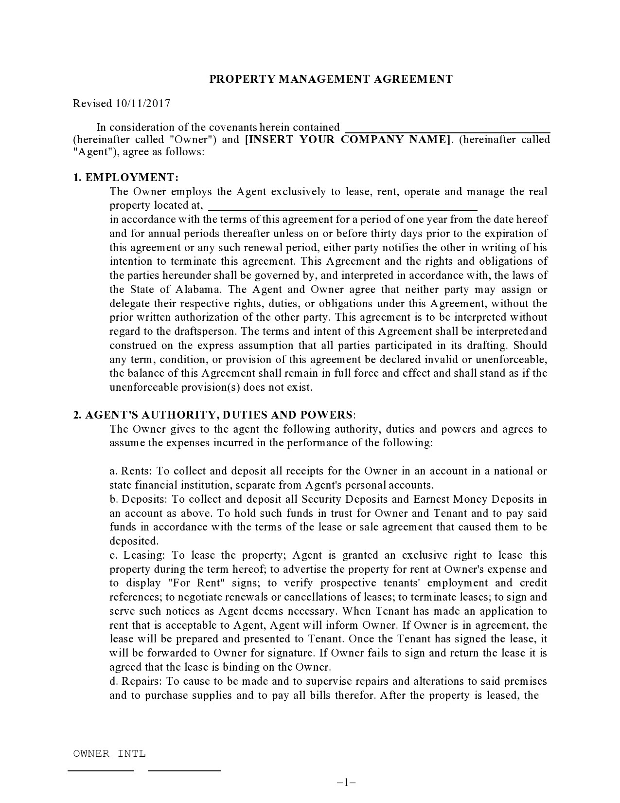 Free property management agreement 06