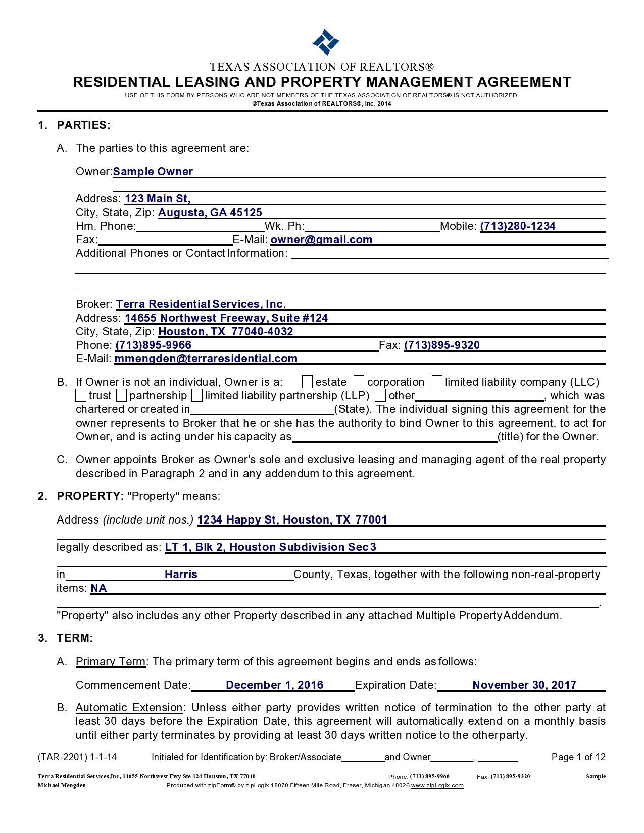 Free property management agreement 21
