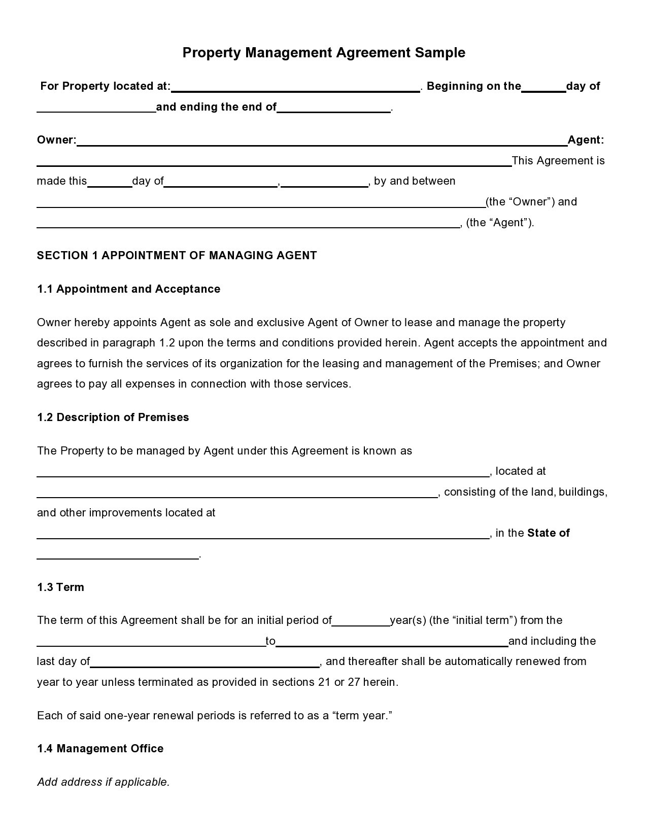 Free property management agreement 25
