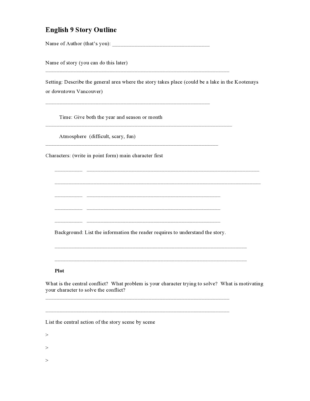 Free story outline template 04
