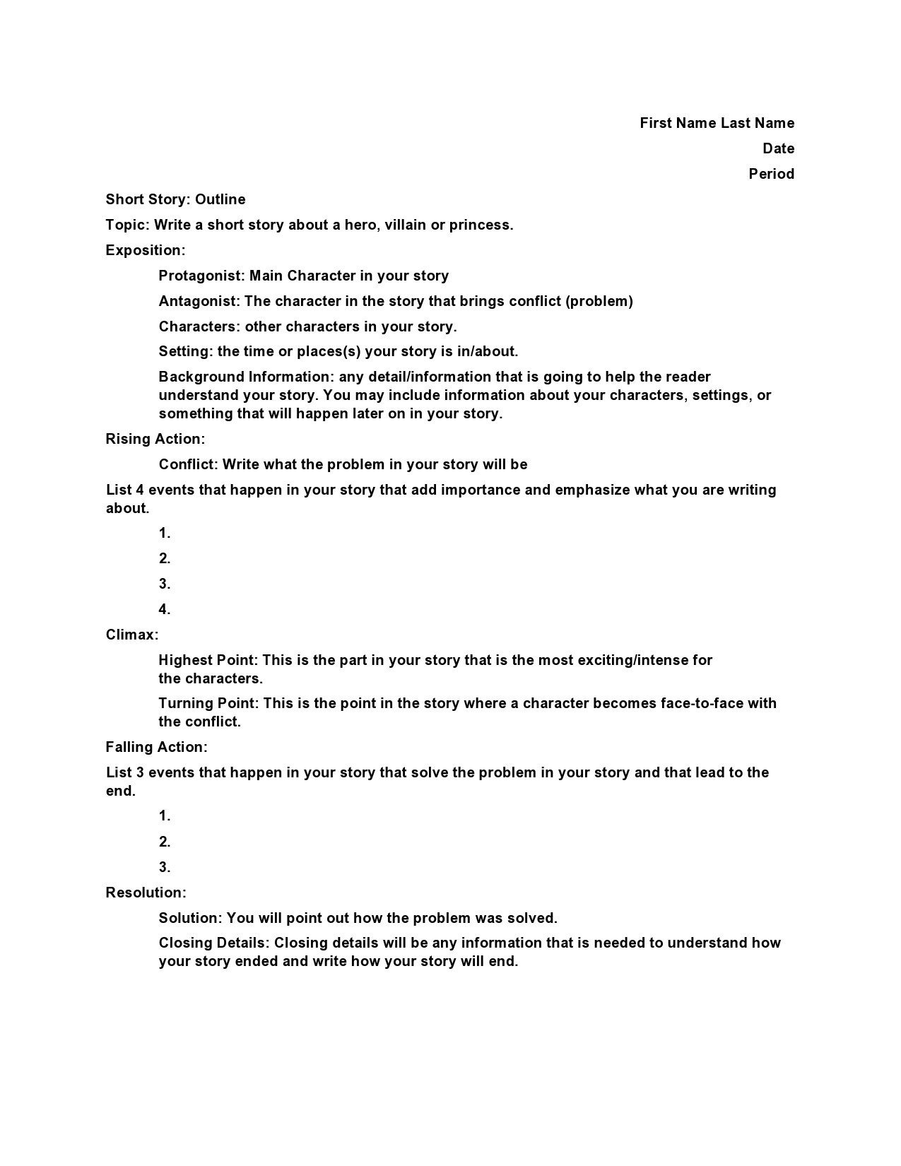 Free story outline template 27