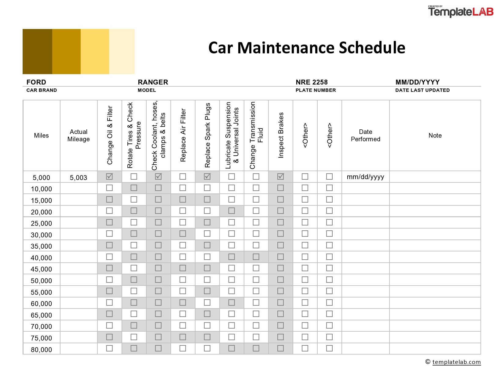 Free Car Maintenance Schedule 02