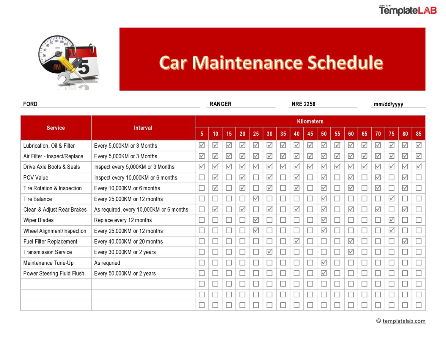 Free Car Maintenance Schedule