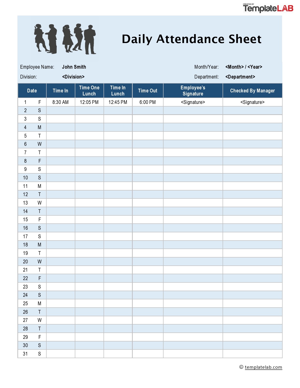 23 Free Printable Attendance Sheet Templates Word Excel 