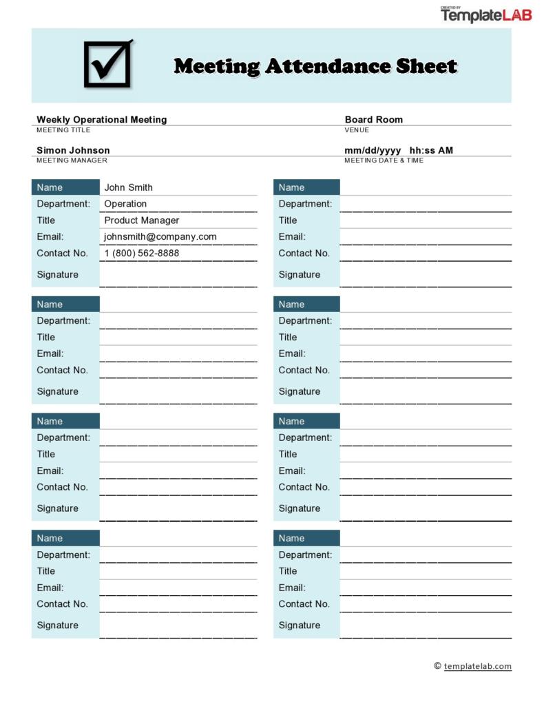 23 Free Printable Attendance Sheet Templates Word/Excel