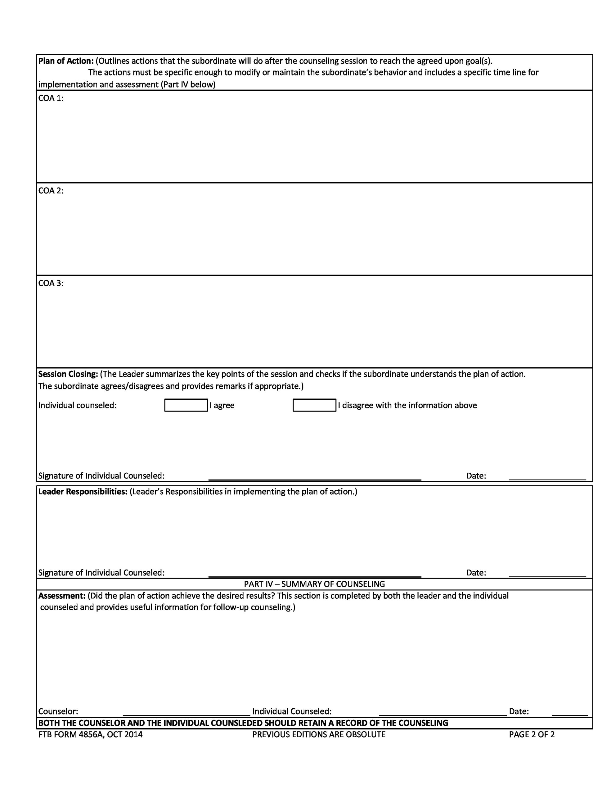 Free army counseling form 06