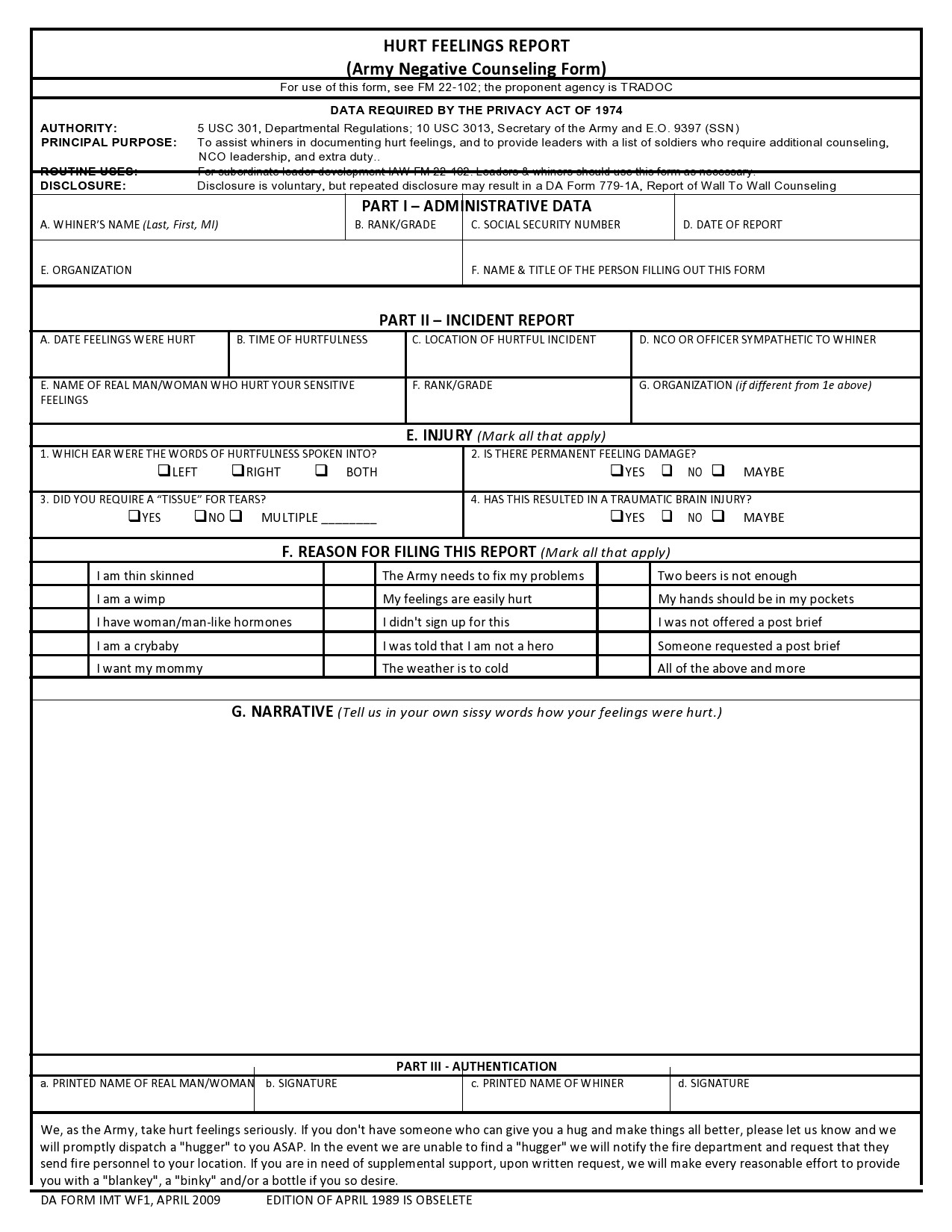 Free army counseling form 18