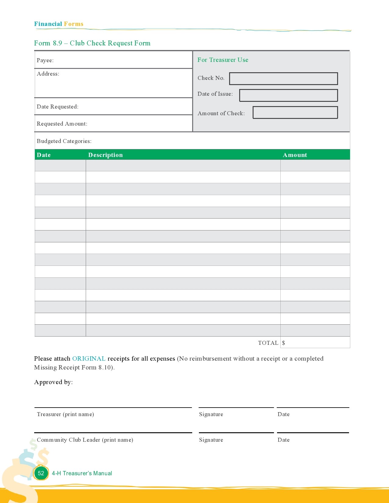 Free check request form 10