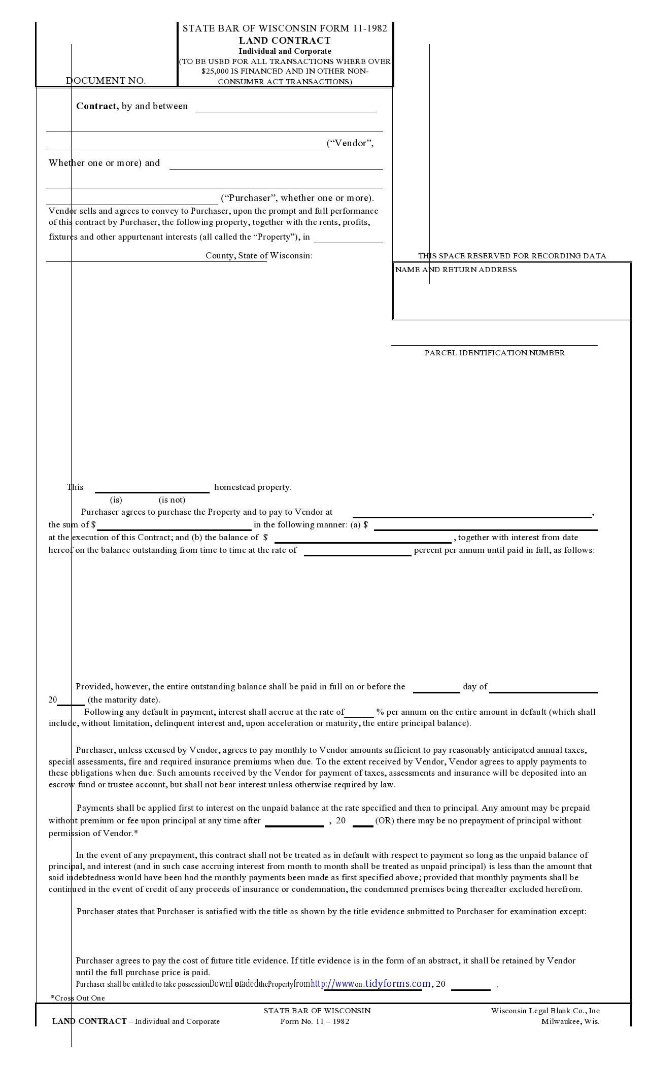 Free land contract form 02