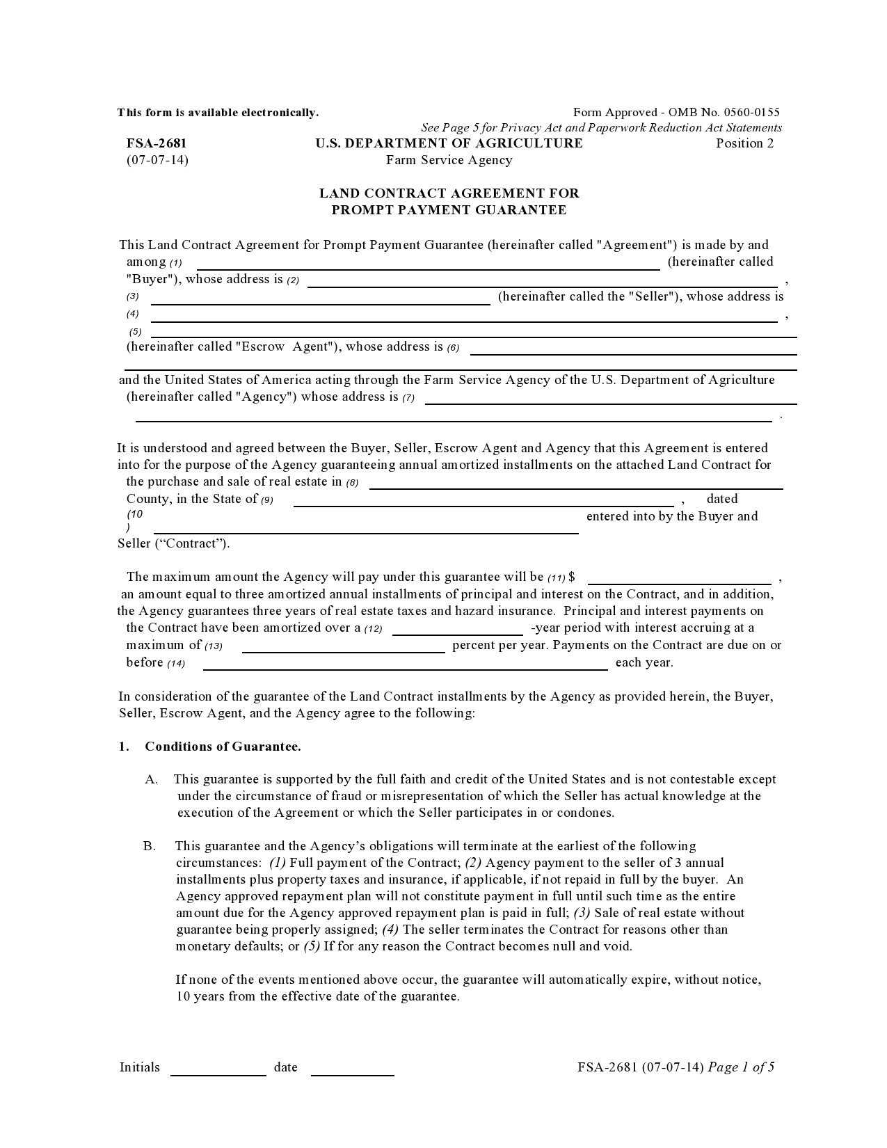 Free land contract form 04