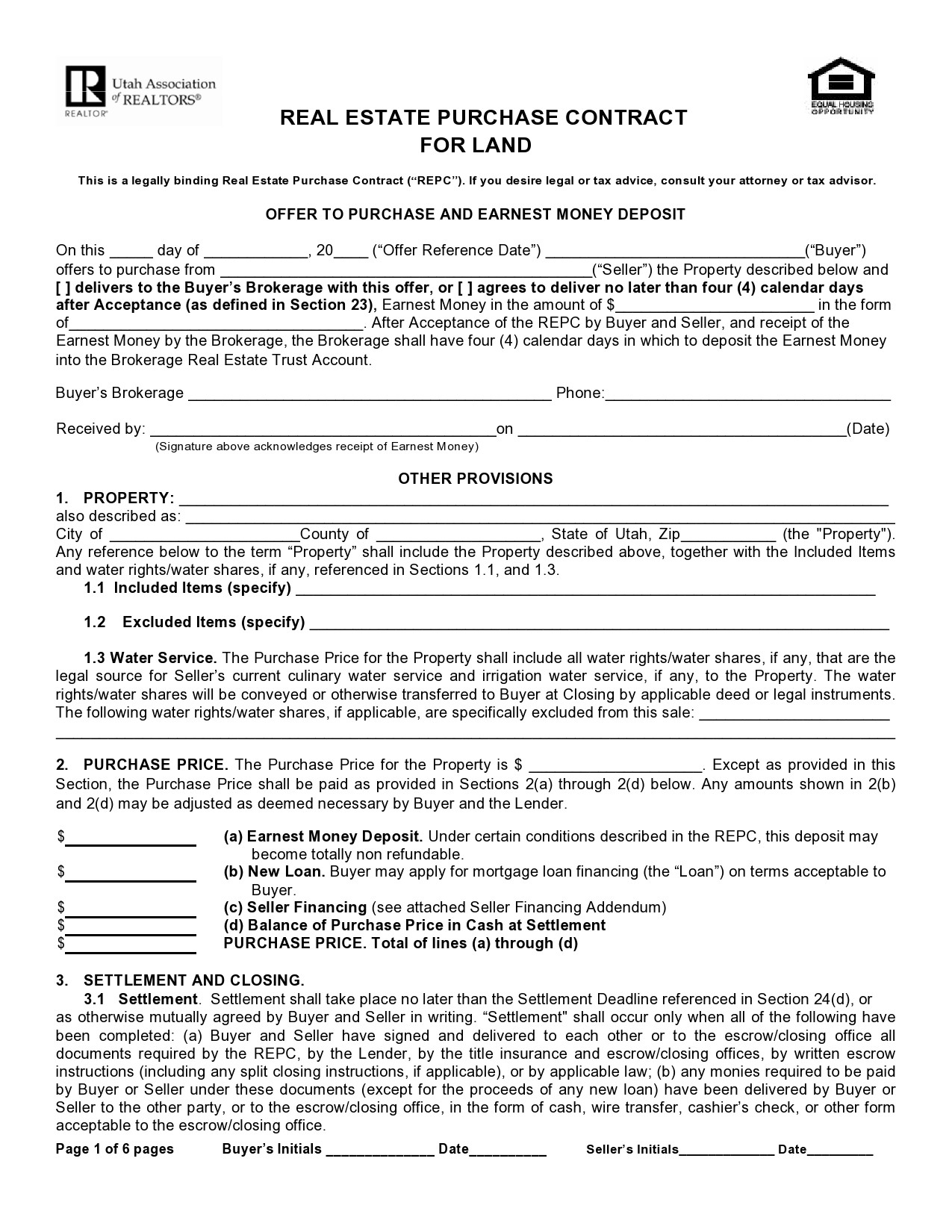 Free land contract form 18