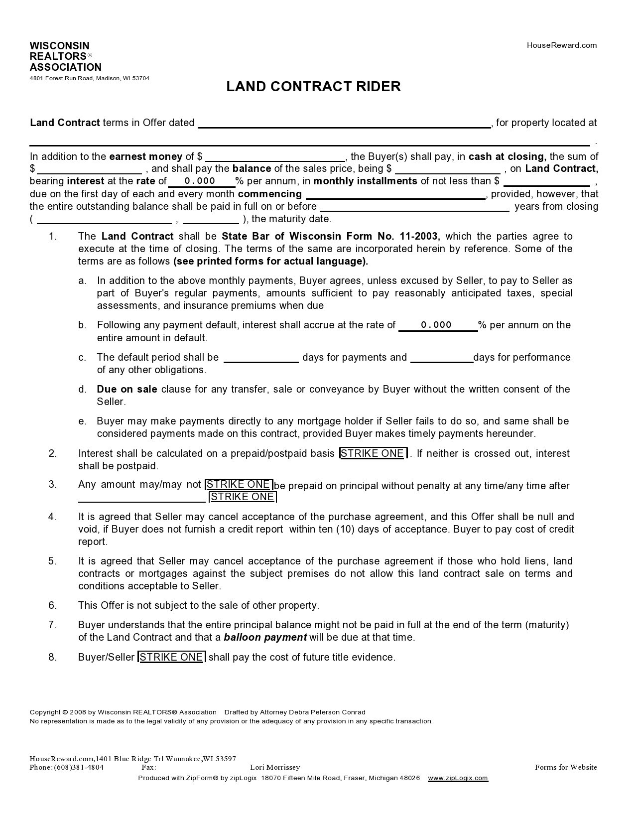 Printable Land Contract Forms