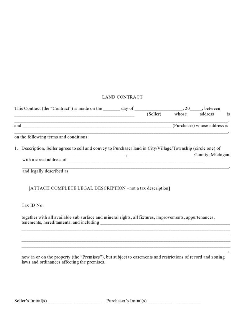 Basic Land Contract Forms Printable