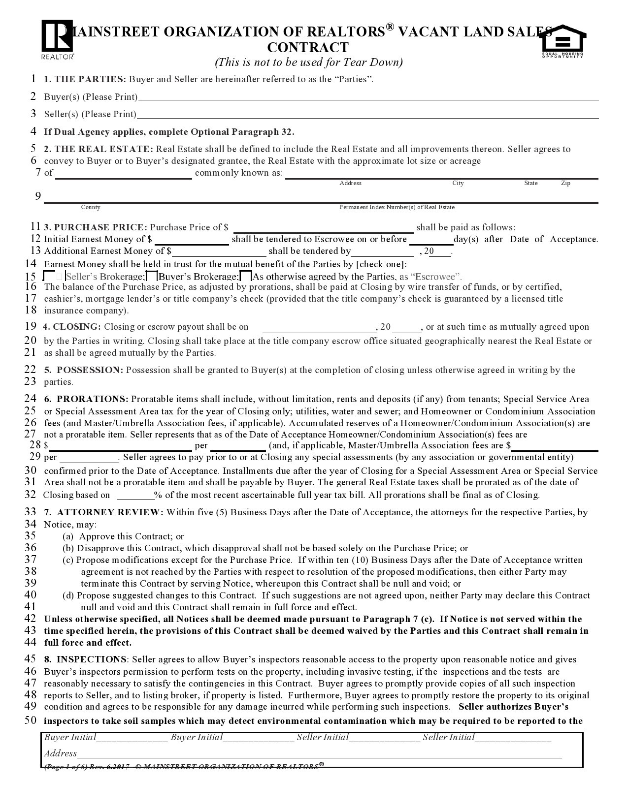 Free land contract form 24