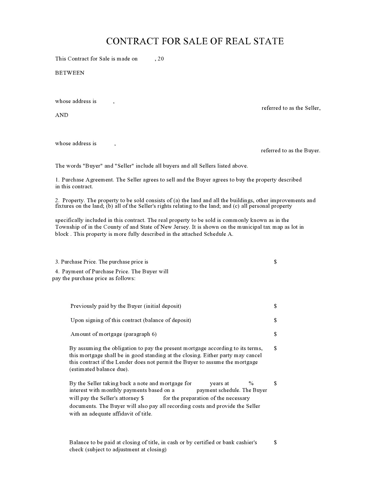 Free land contract form 42