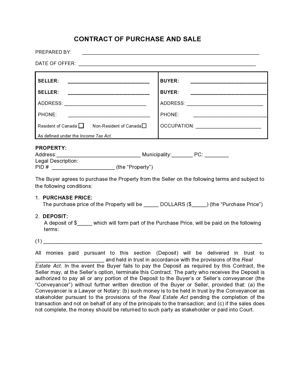 Free land contract form 43