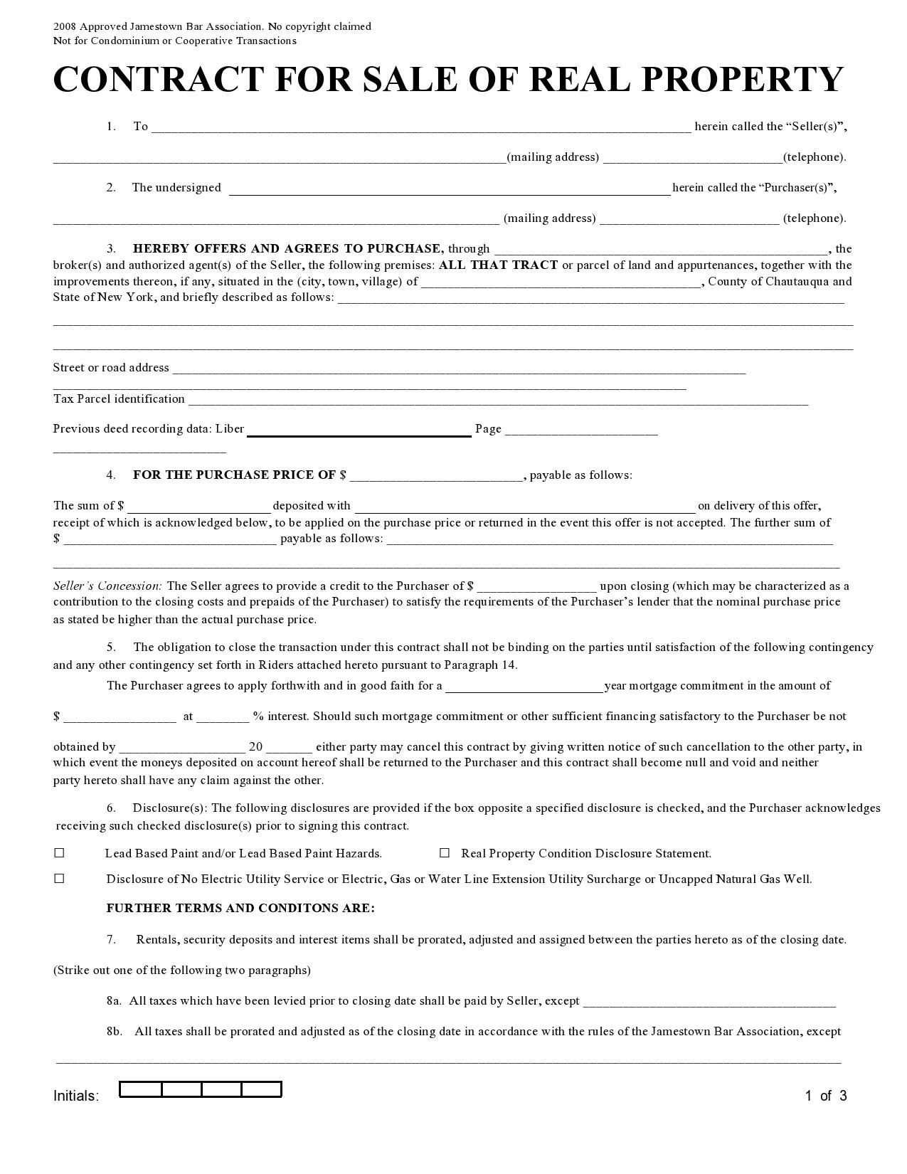 Free land contract form 44