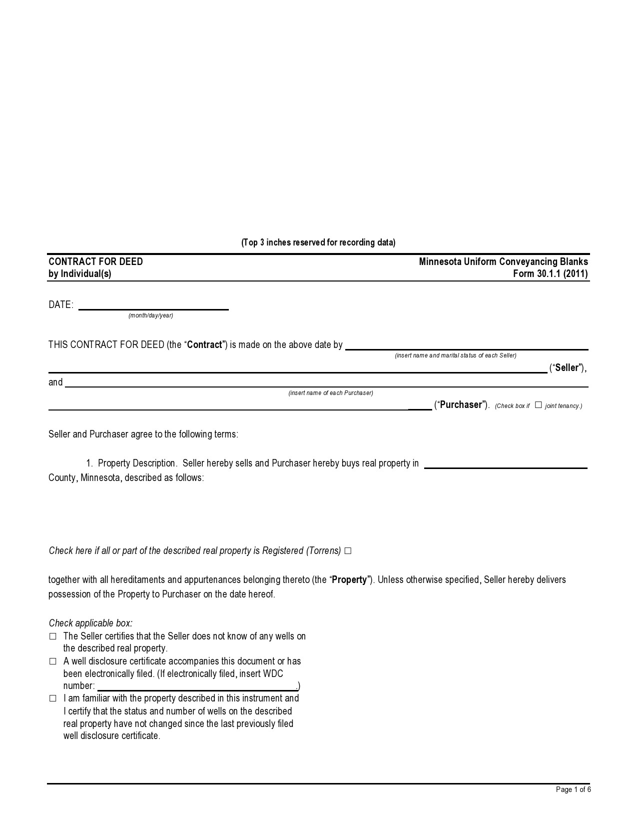 Free land contract form 45