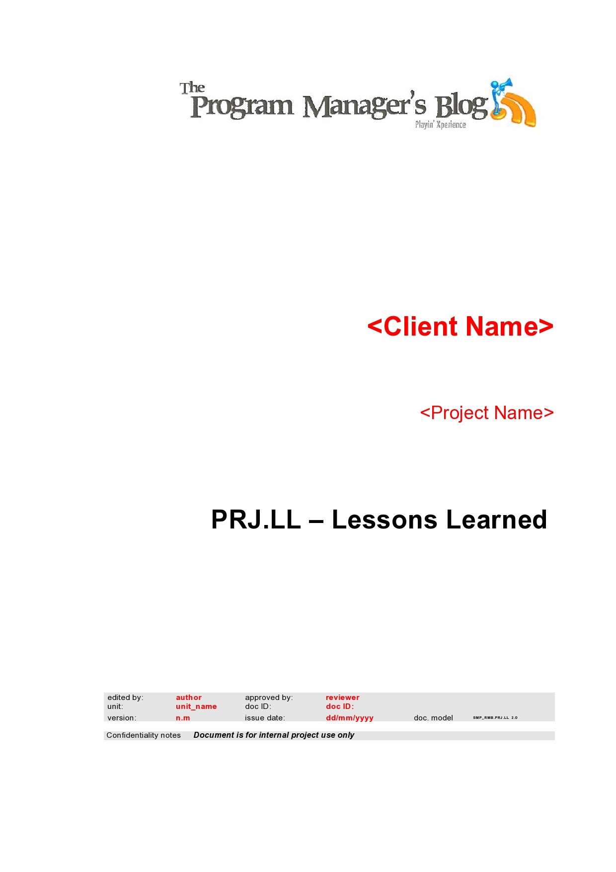 Free lessons learned template 04