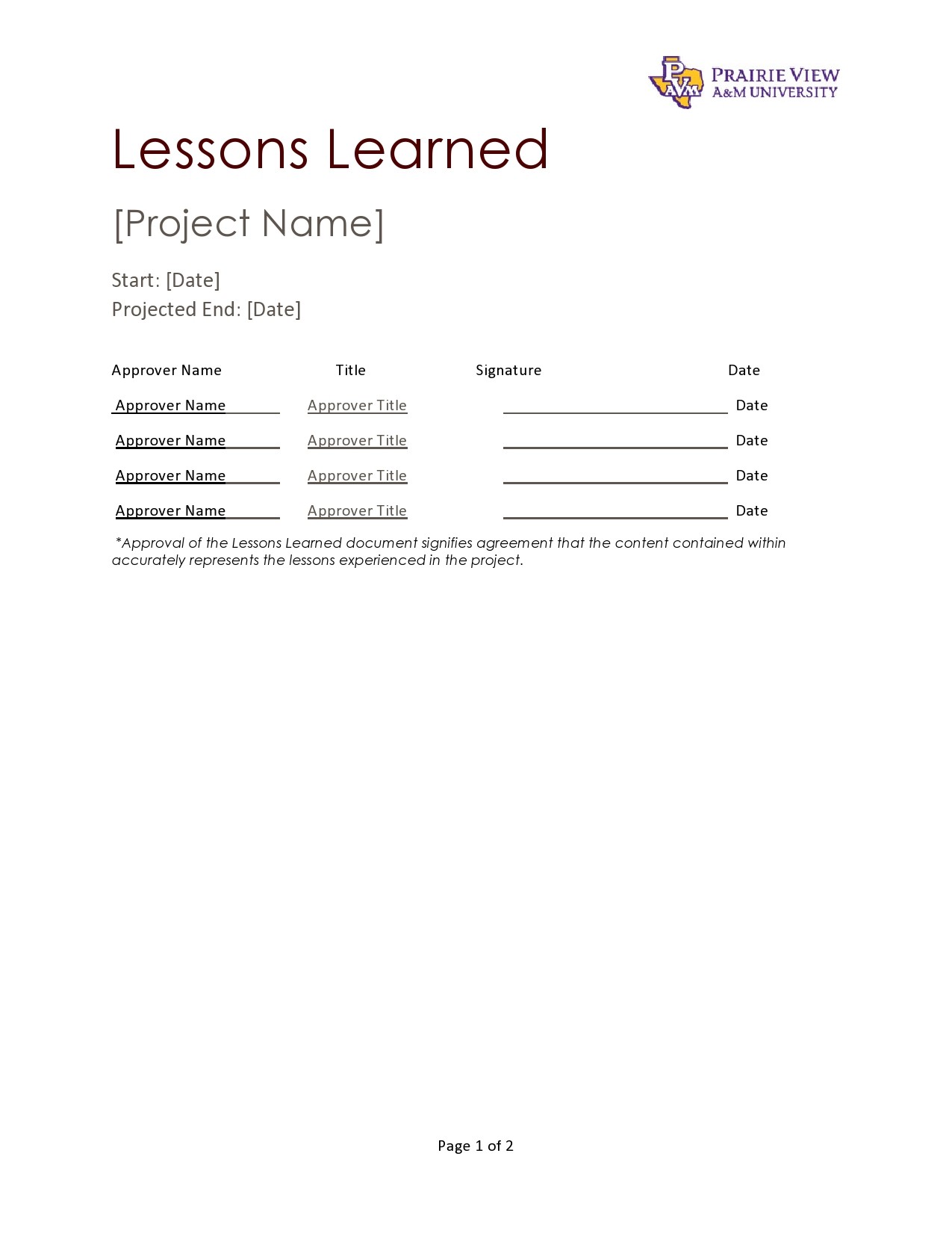 Free lessons learned template 06