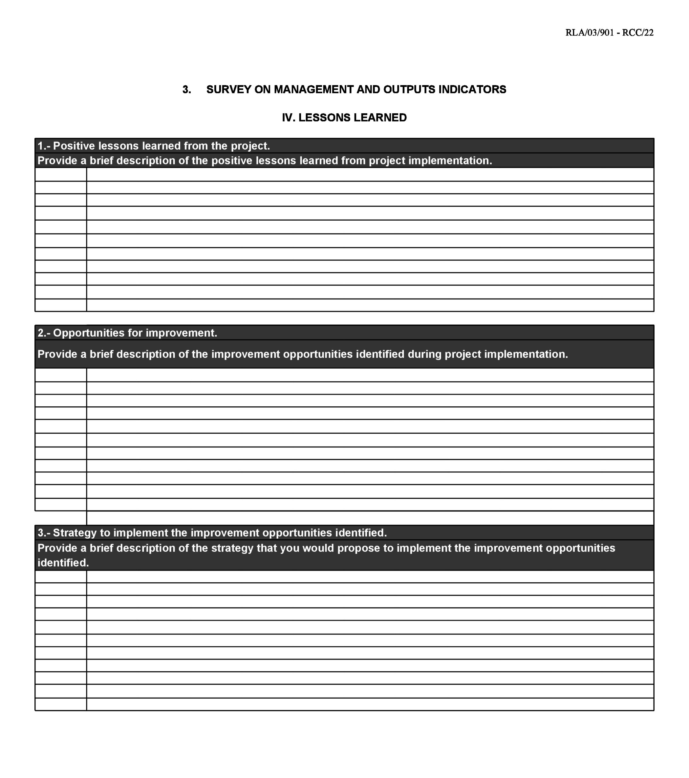 Free lessons learned template 12