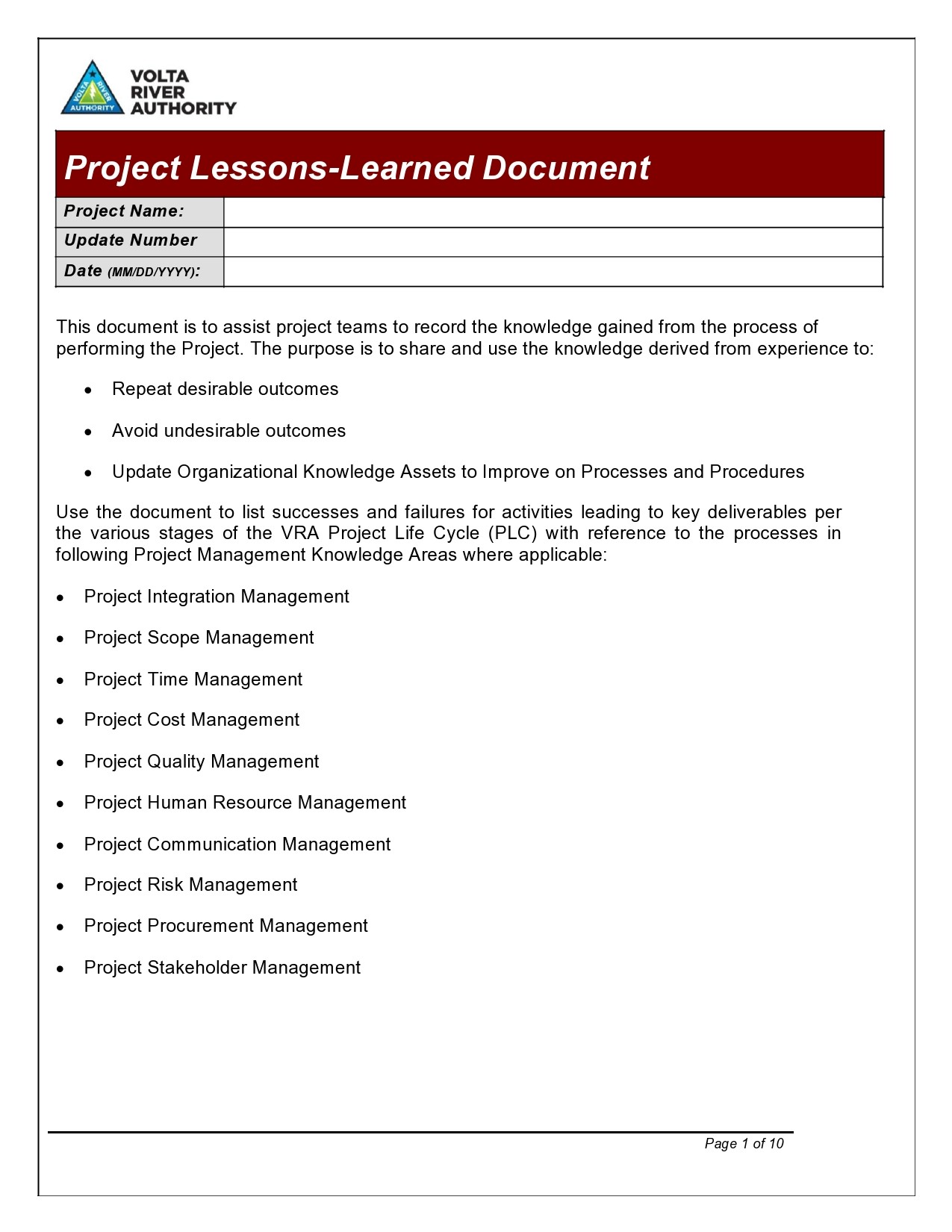 Free lessons learned template 41