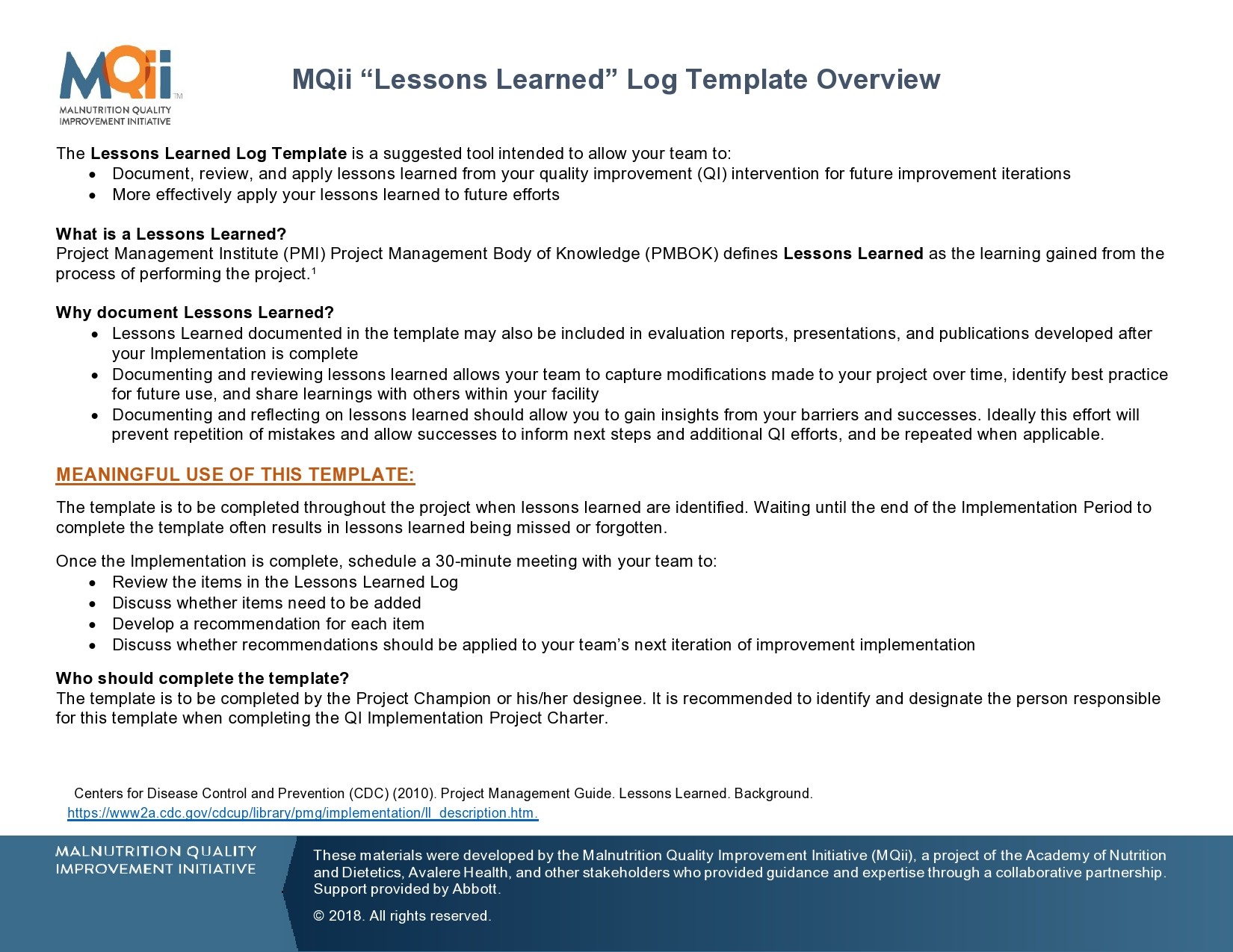 Free lessons learned template 42