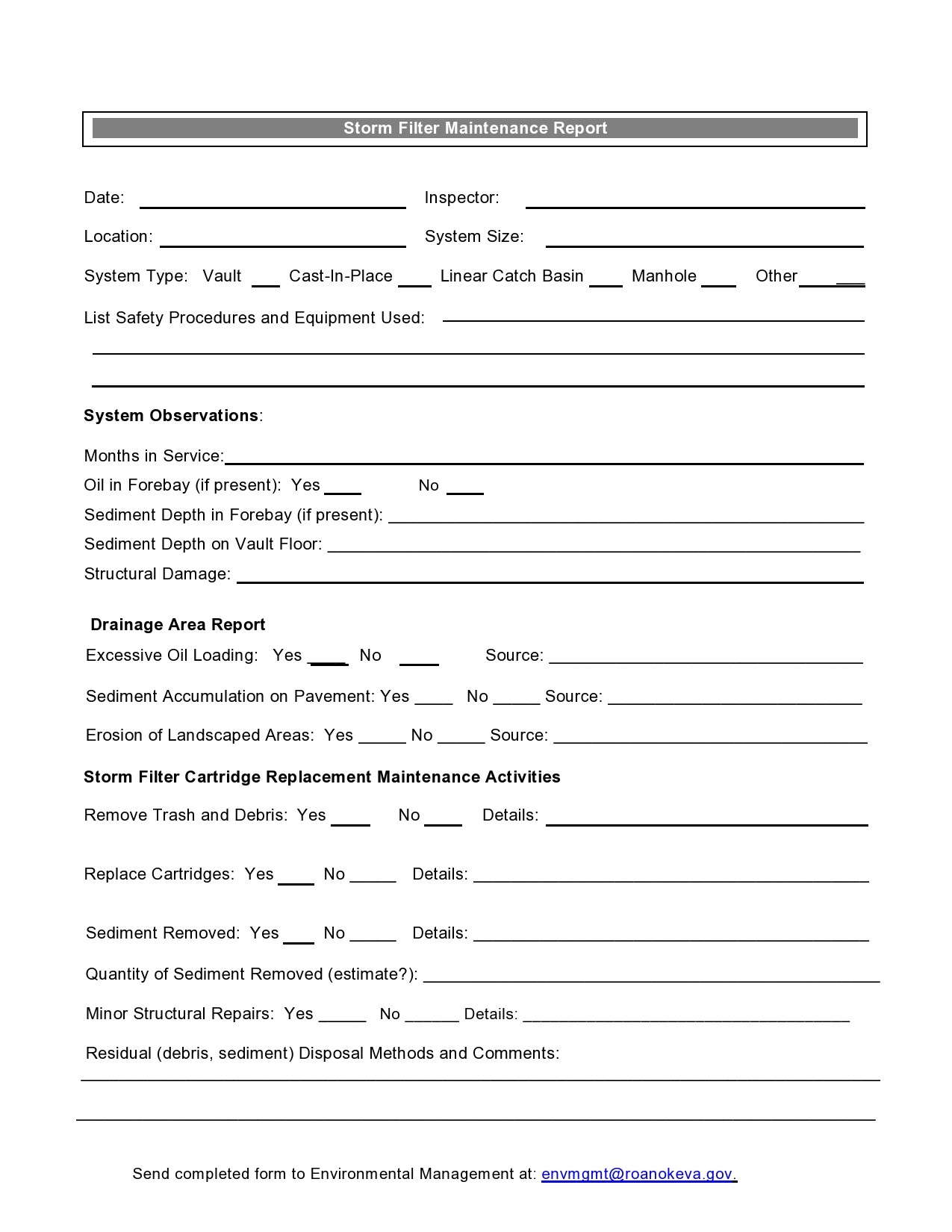 Free maintenance report form 12