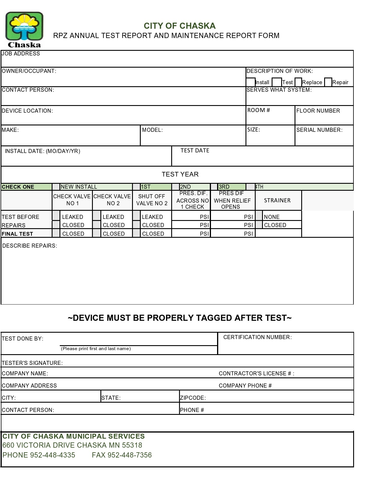 Informe de mantenimiento gratuito formulario 22