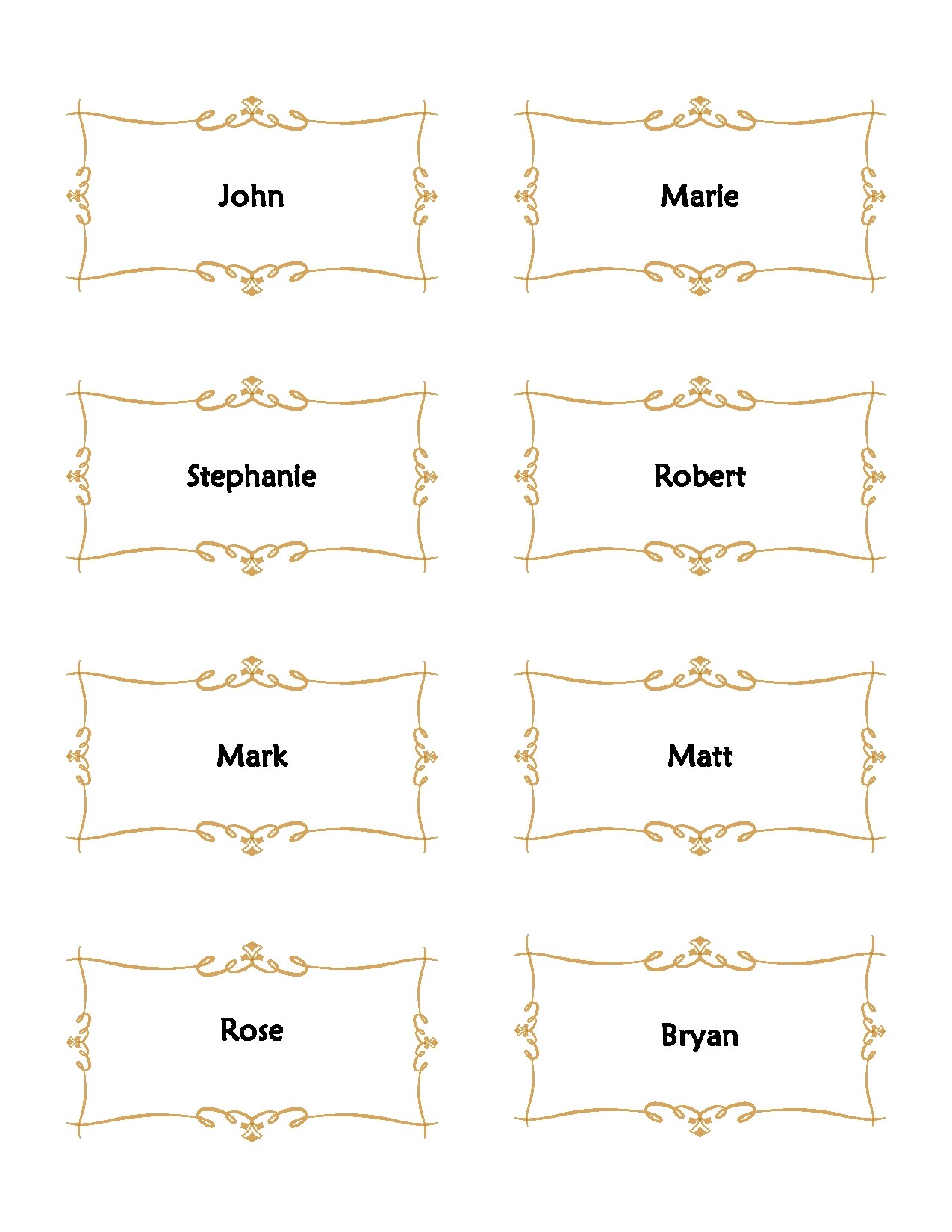 Free Printable Place Card Template Banquet