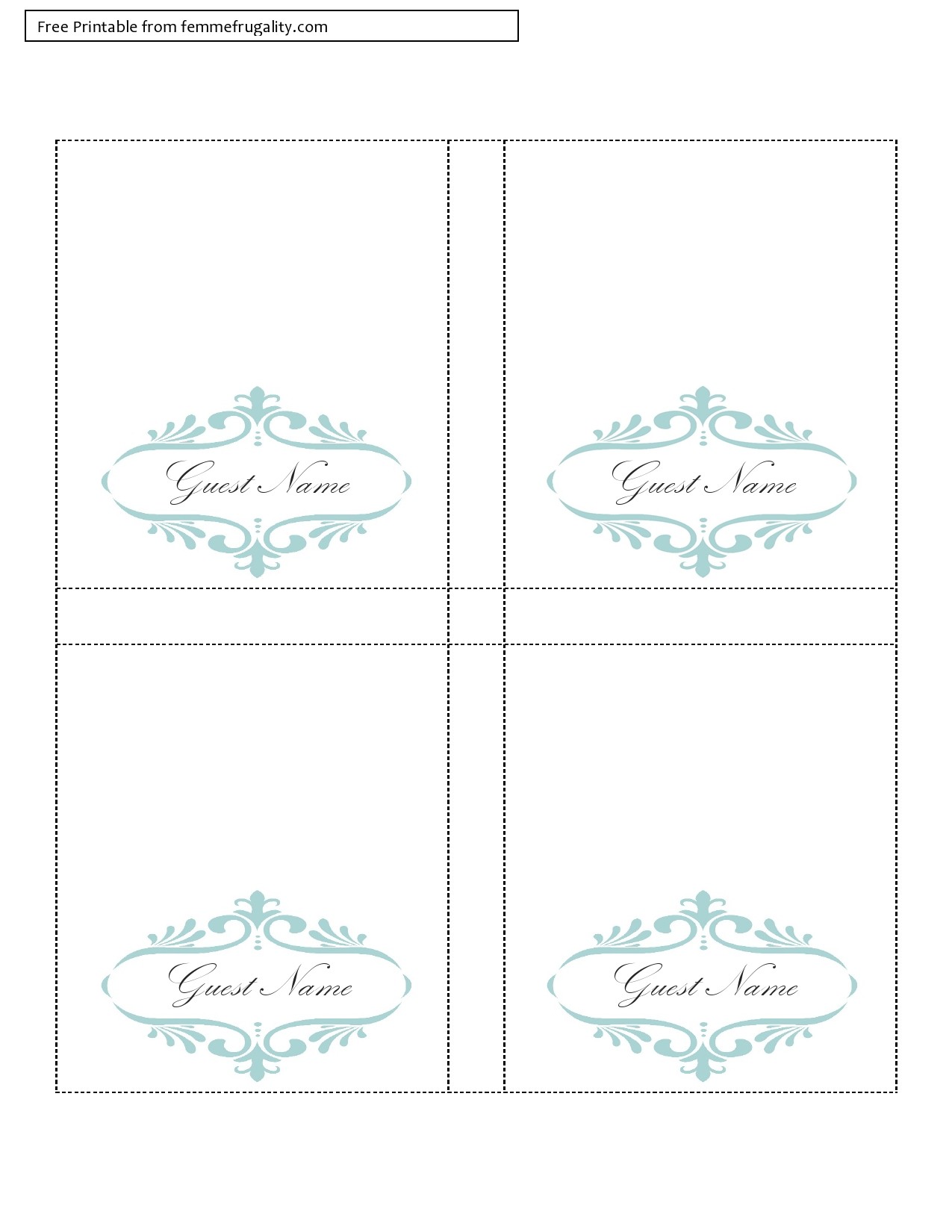 Microsoft Word Free Printable Foldable Place Card Template
