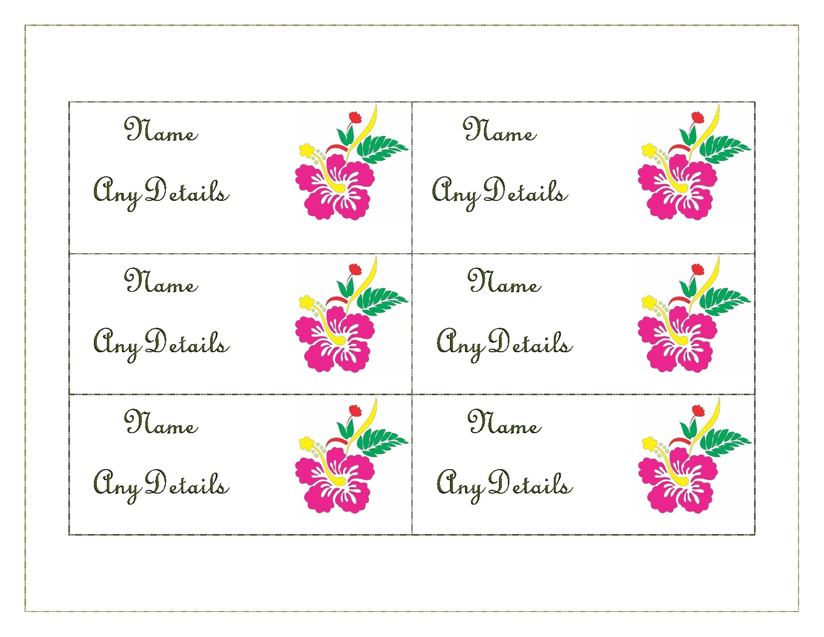 blank place card template free download