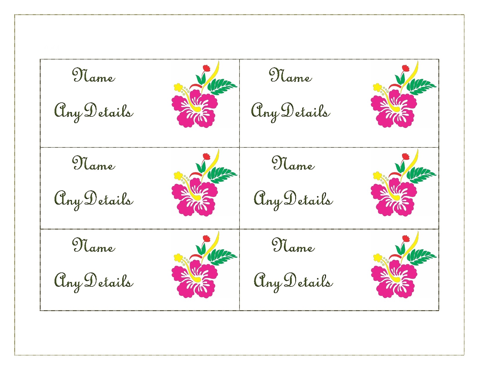 Editable Free Printable Place Cards Template