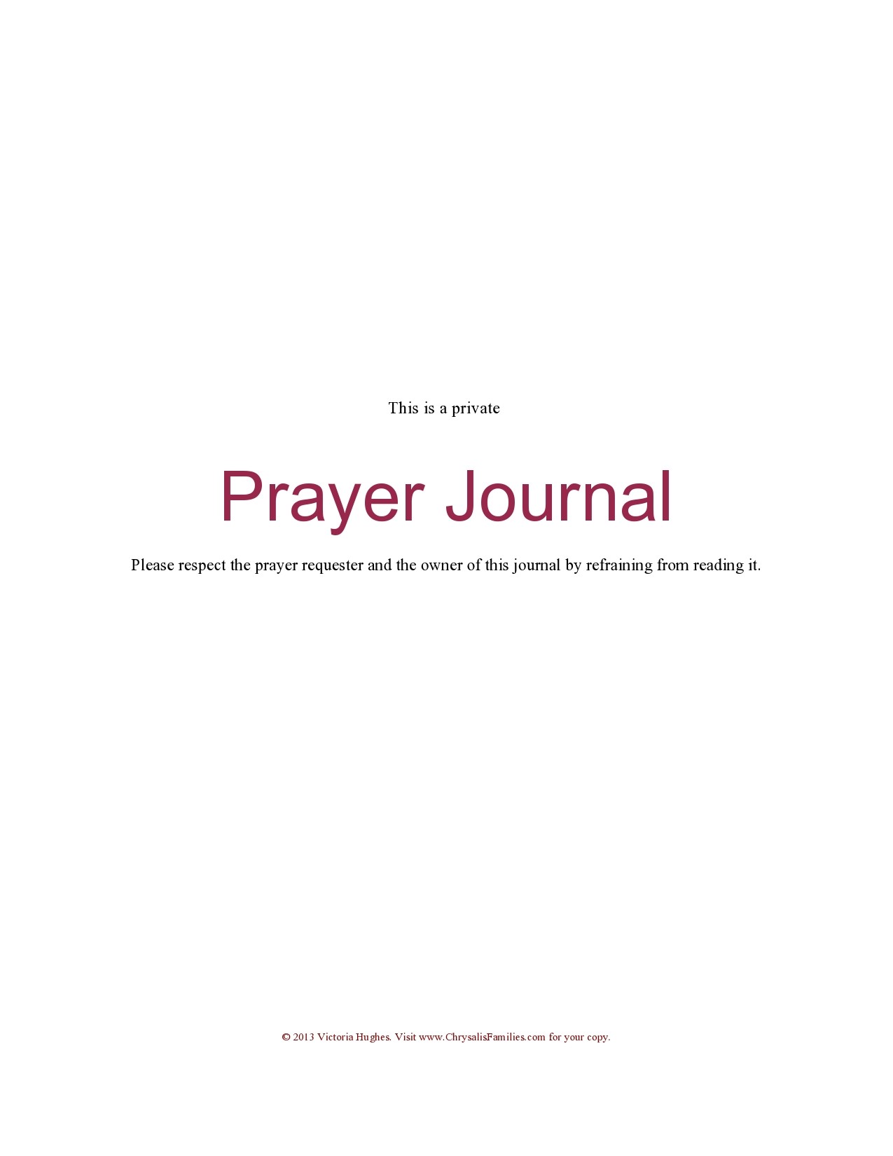 Free prayer journal template 01