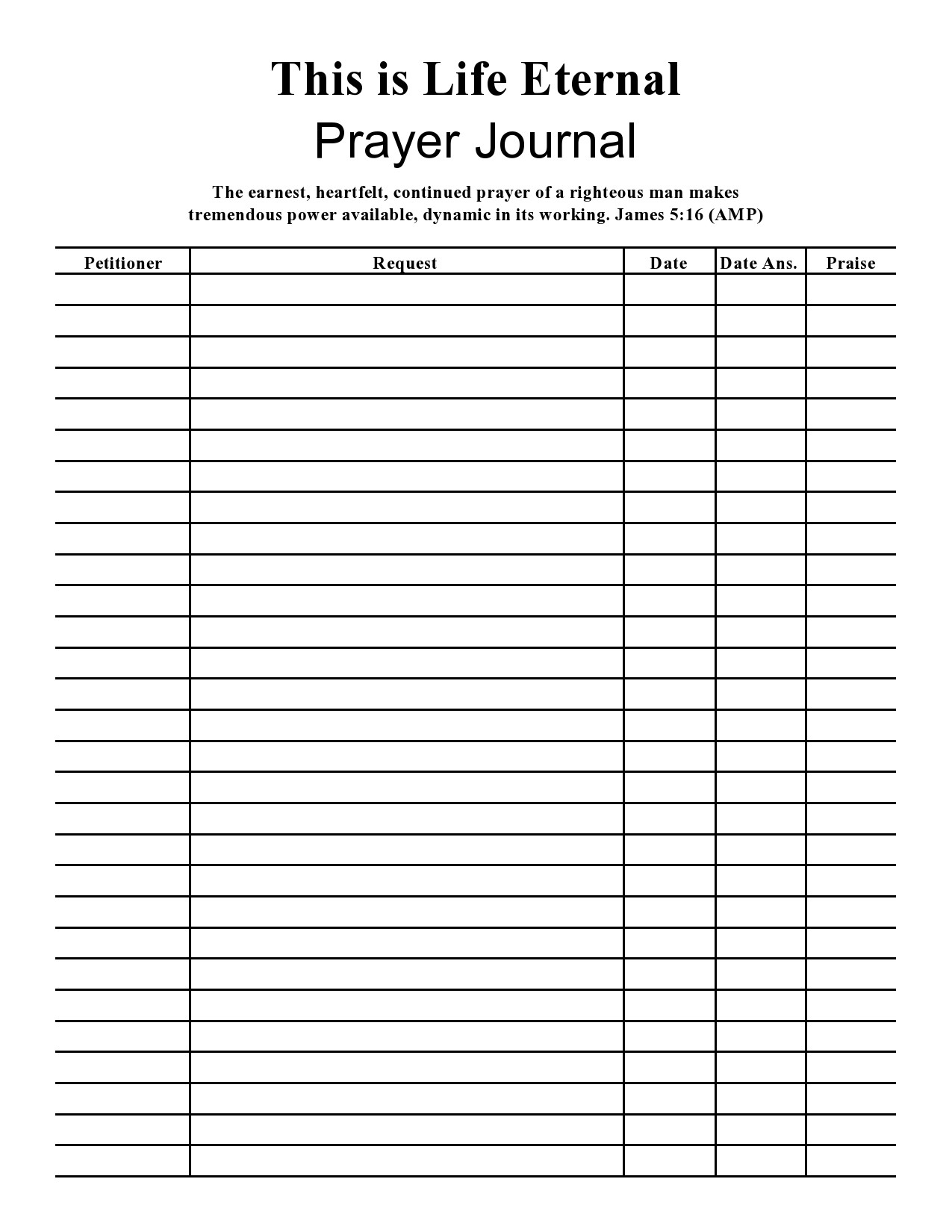 Free prayer journal template 38