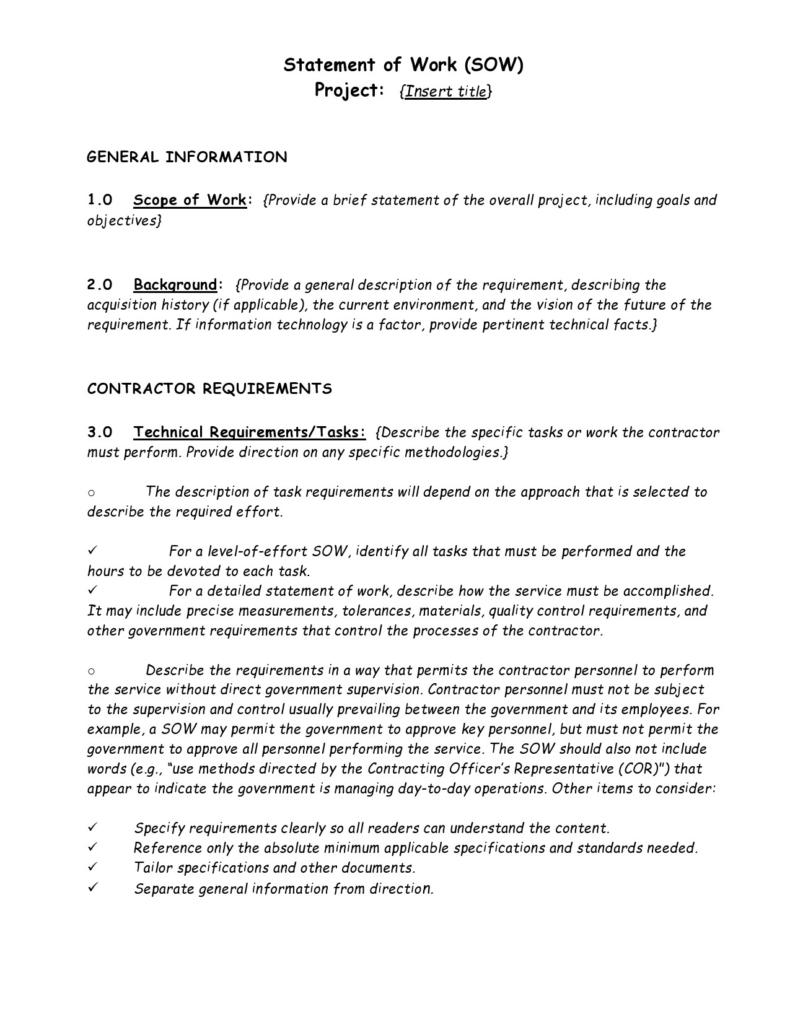 42 Great Statement of Work Templates (SOW) ᐅ TemplateLab