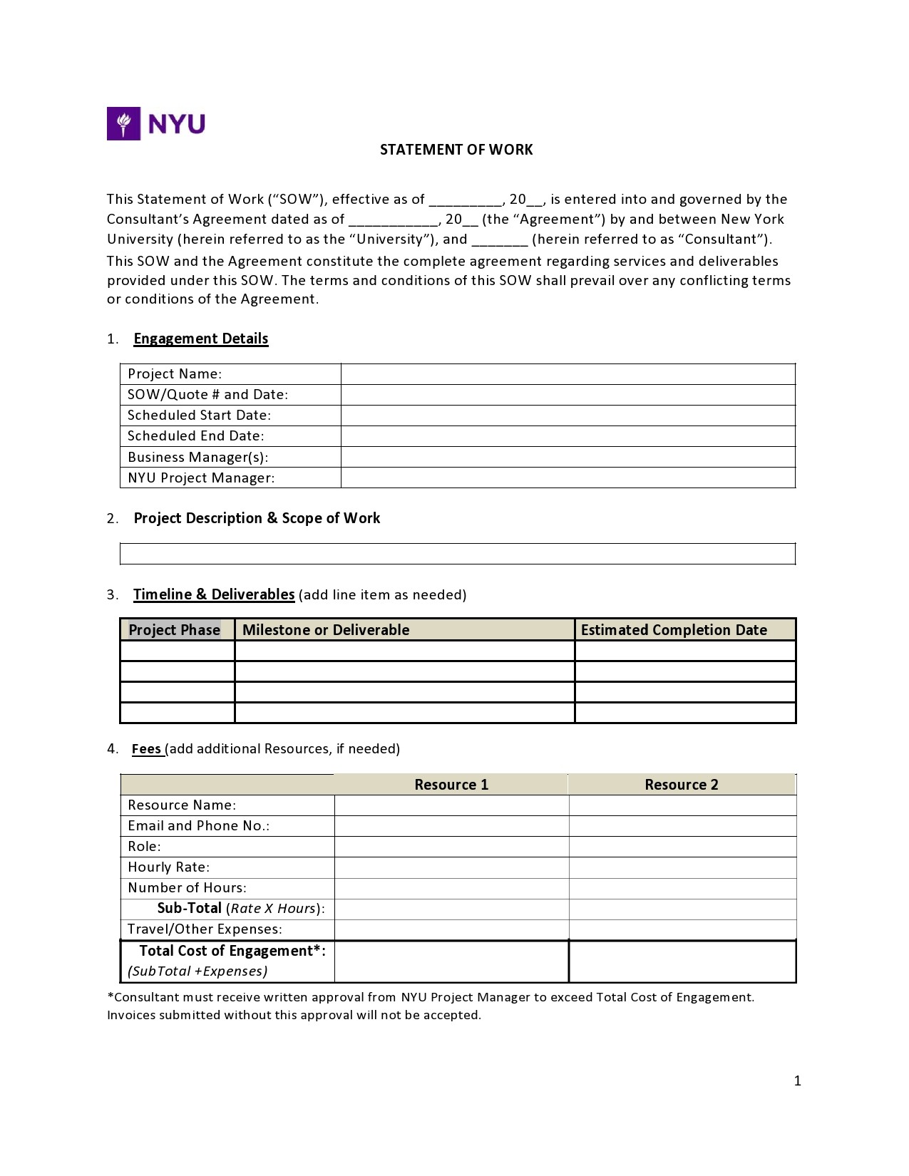 Free statement of work template 26